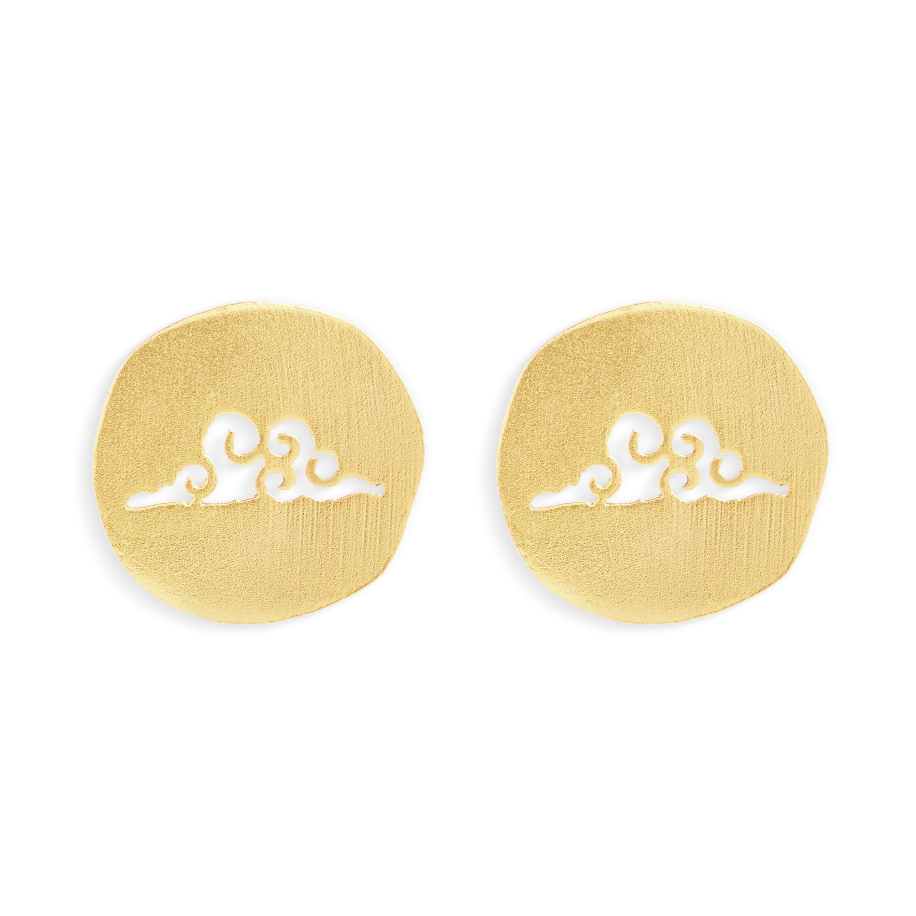 Samuha Cutout Studs, Golden Cloud Whisper Stud Earrings – Handmade In Nepal