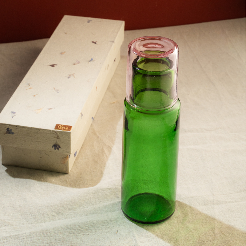 Blush & Basil Glass Bottles – Handcrafted Borosilicate Vessels for Oils & Water