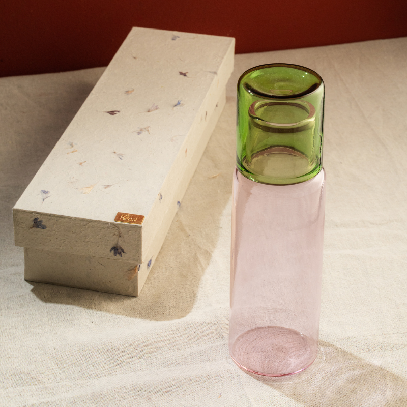 Blush & Basil Glass Bottles – Handcrafted Borosilicate Vessels for Oils & Water