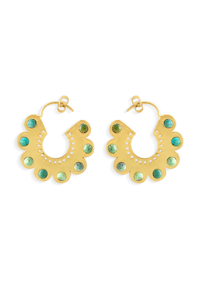 Turquoise Round Hoops - Handmade In Nepal