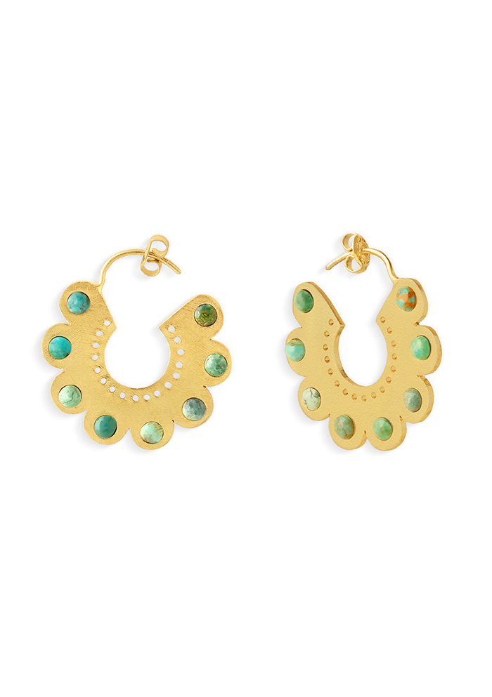 Turquoise Round Hoops - Handmade In Nepal