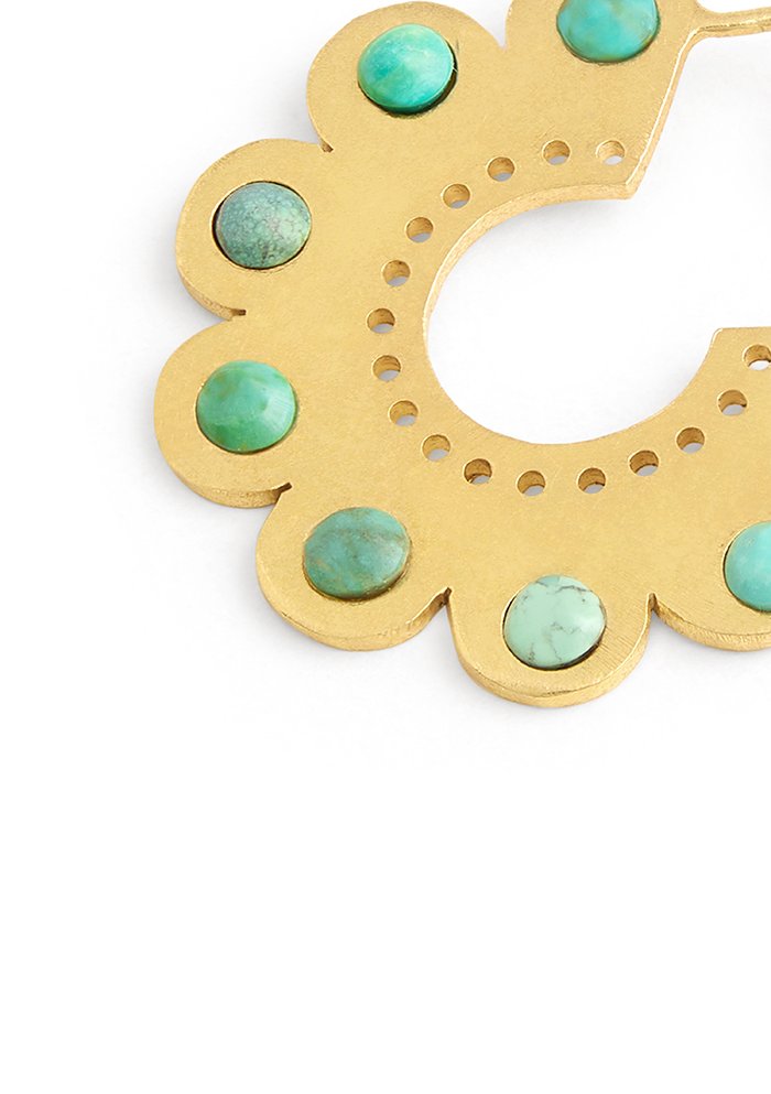 Turquoise Round Hoops - Handmade In Nepal
