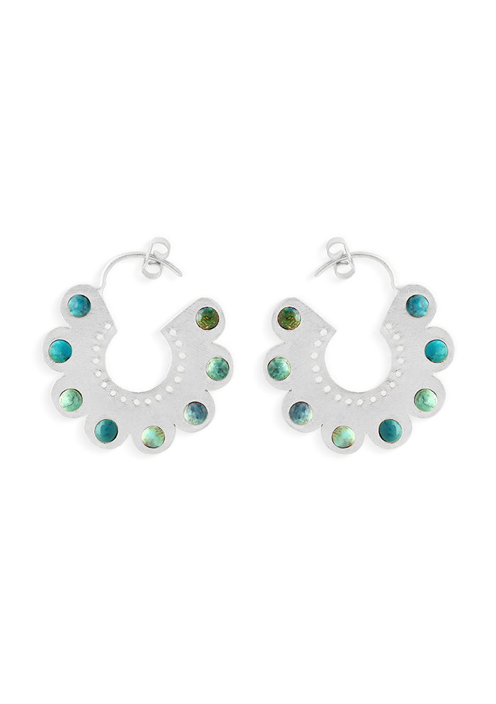 Turquoise Round Hoops - Handmade In Nepal