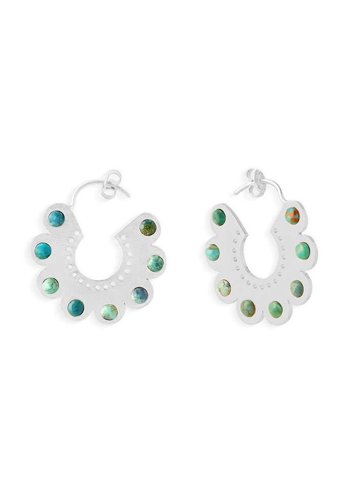 Turquoise Round Hoops - Handmade In Nepal