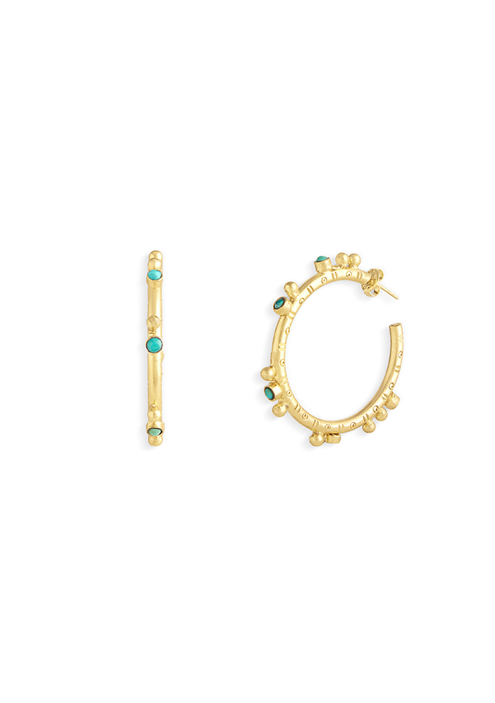 Turquoise Hoops - Handmade In Nepal