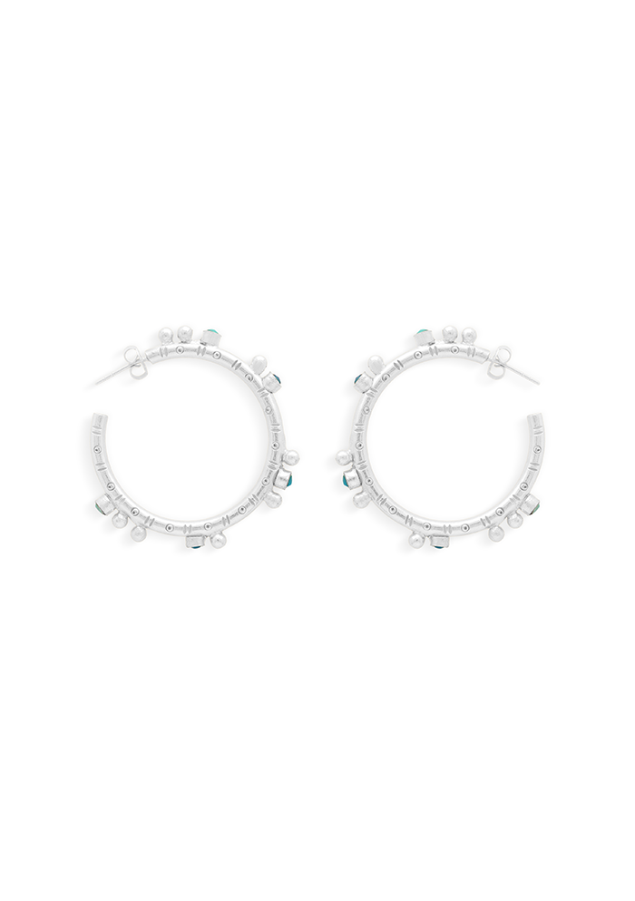 Turquoise Hoops - Handmade In Nepal