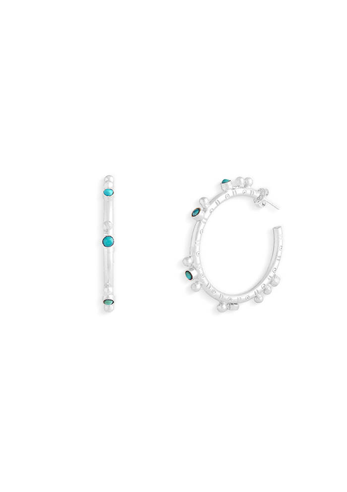 Turquoise Hoops - Handmade In Nepal