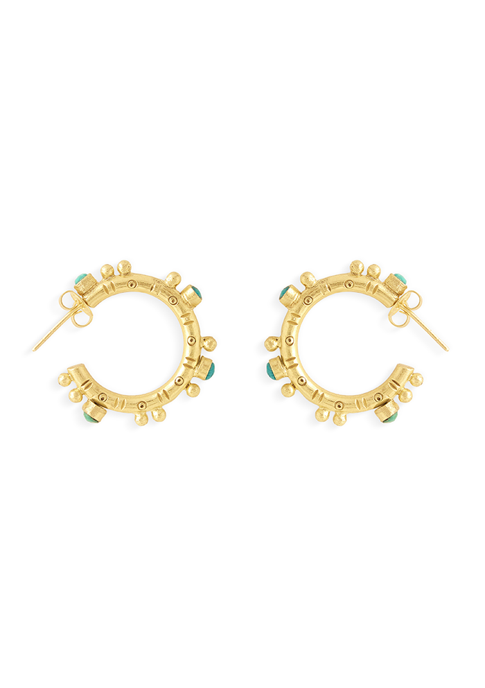 Turquoise Hoops - Handmade In Nepal