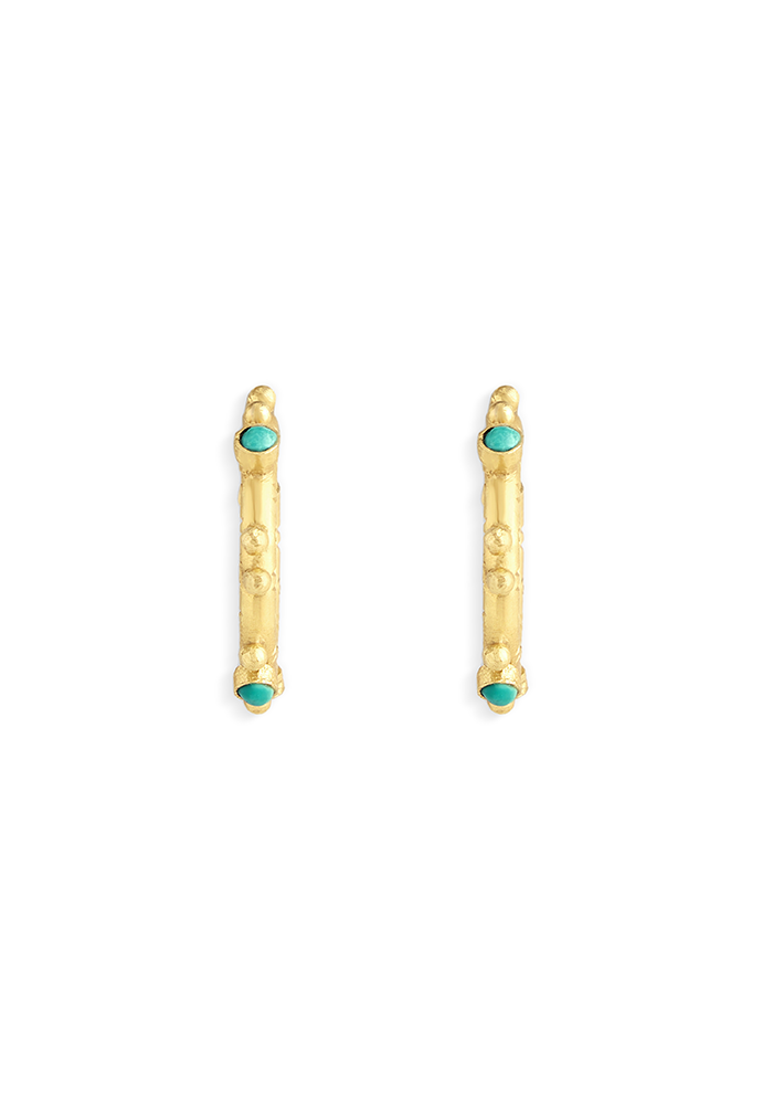 Turquoise Hoops - Handmade In Nepal