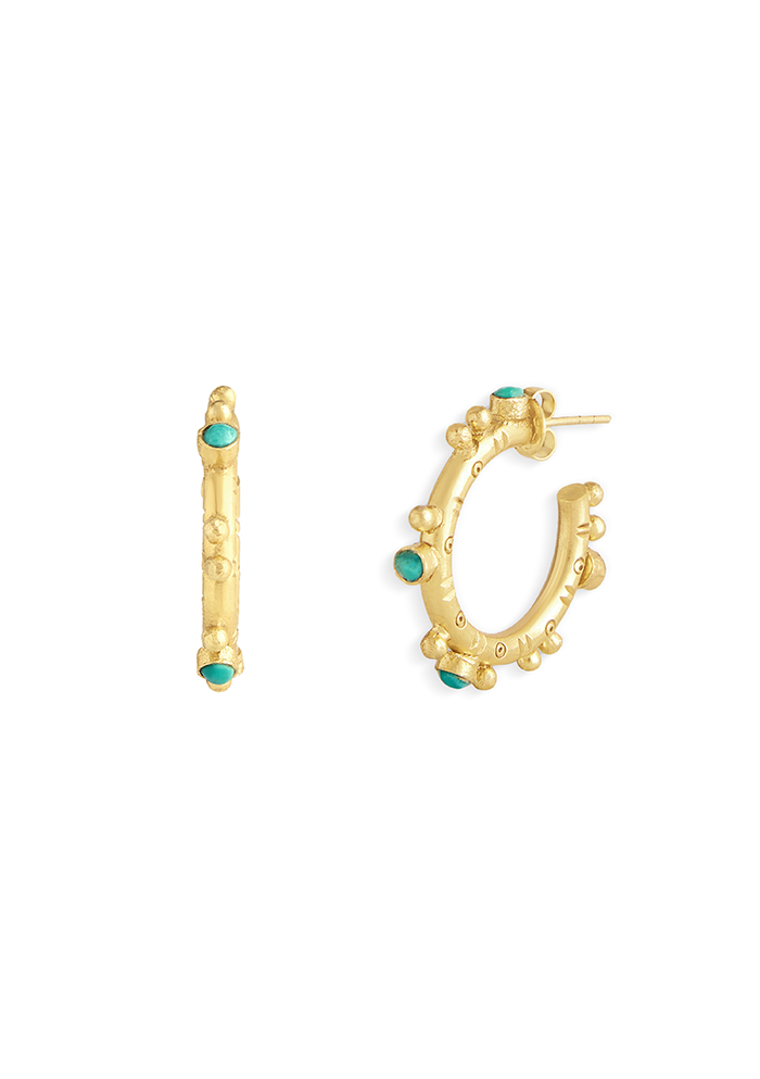 Turquoise Hoops - Handmade In Nepal