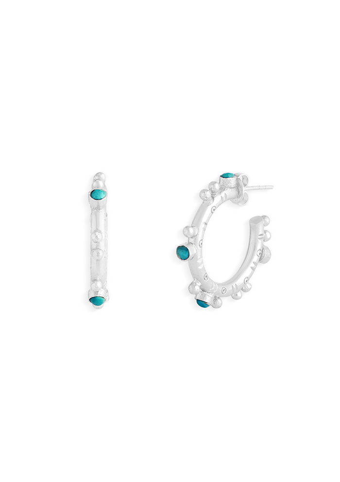 Turquoise Hoops - Handmade In Nepal