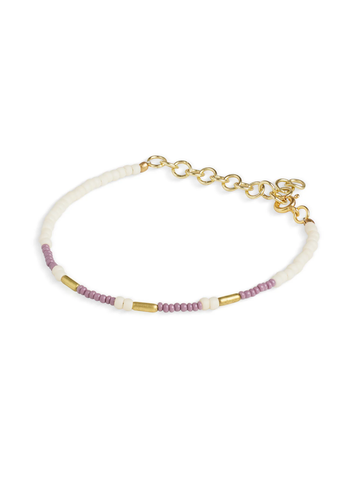White And Purple Bead Bracelet