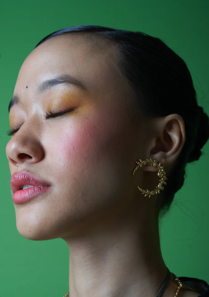 Hand Carved Floral Earring