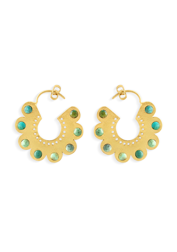 Turquoise Round Hoops  - Handmade In Nepal