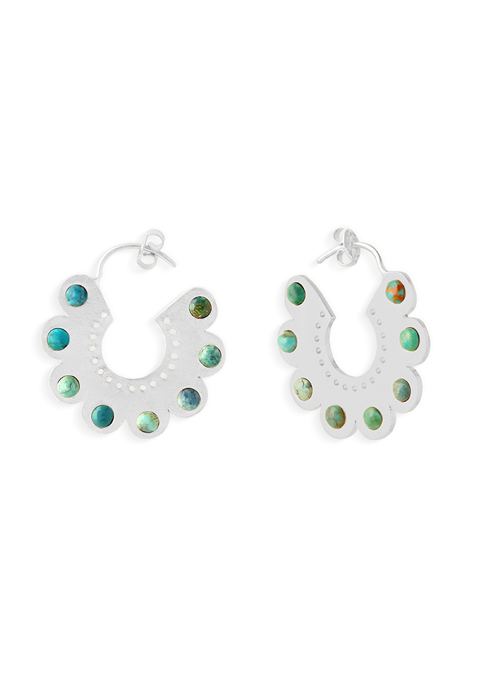 Turquoise Round Hoops  - Handmade In Nepal