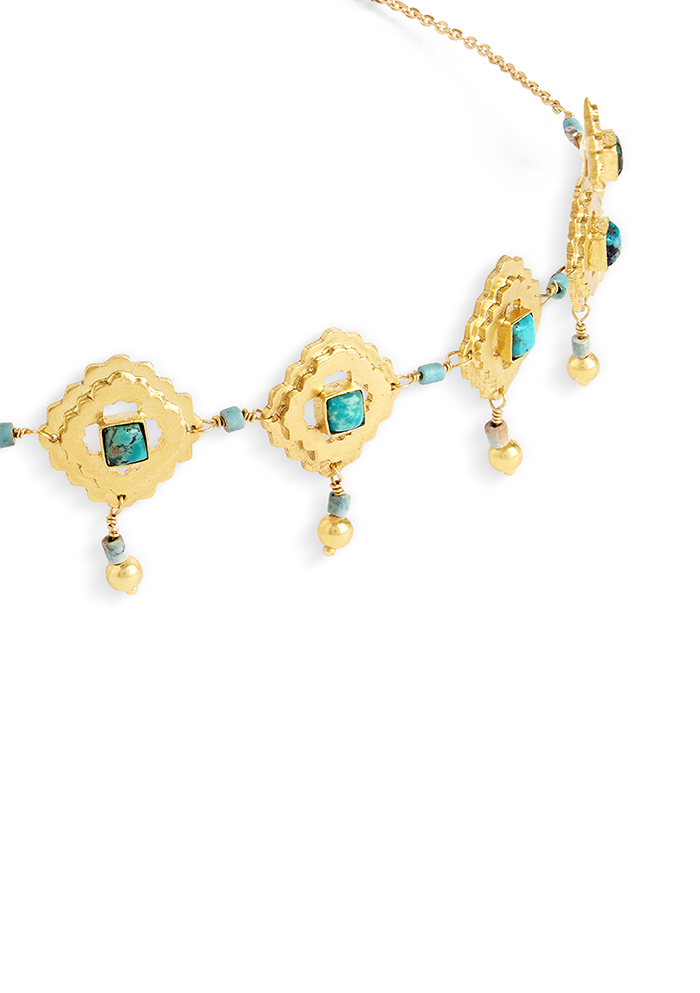 Turquoise Artisinal Choker  - Handmade In Nepal