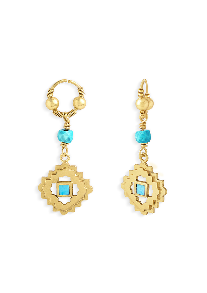 Turquoise Drop Earrings - Handmade In Nepal