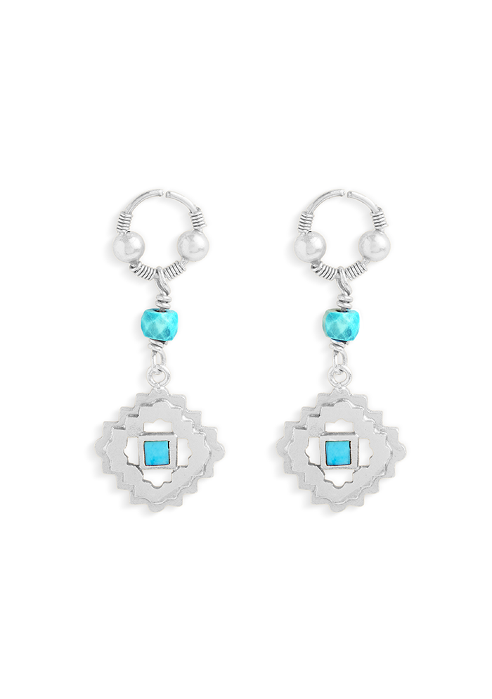 Turquoise Drop Earrings - Handmade In Nepal