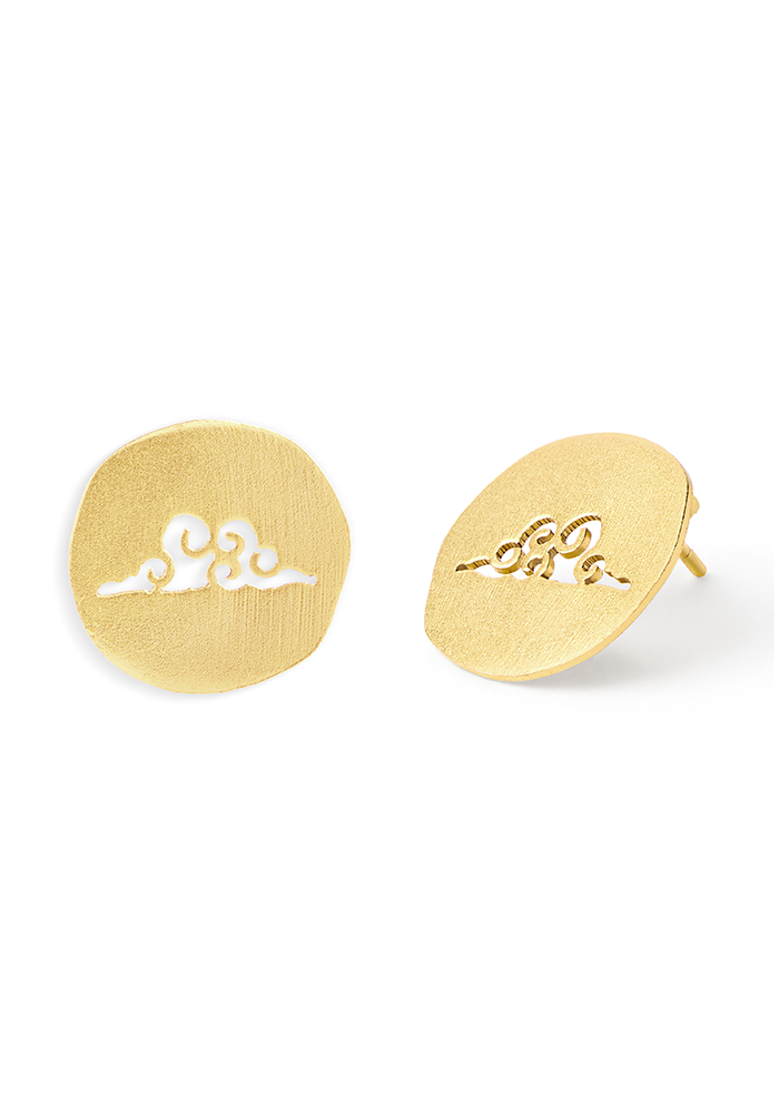 Golden Cloud Whisper Stud Earrings – Handmade In Nepal