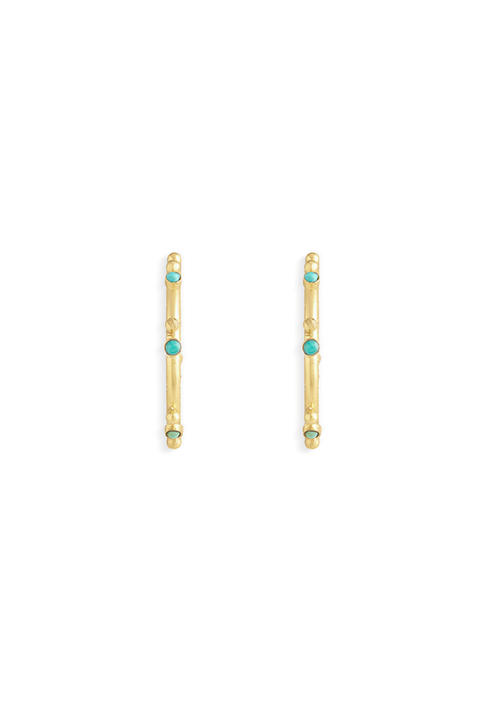 Turquoise Hoops  - Handmade In Nepal