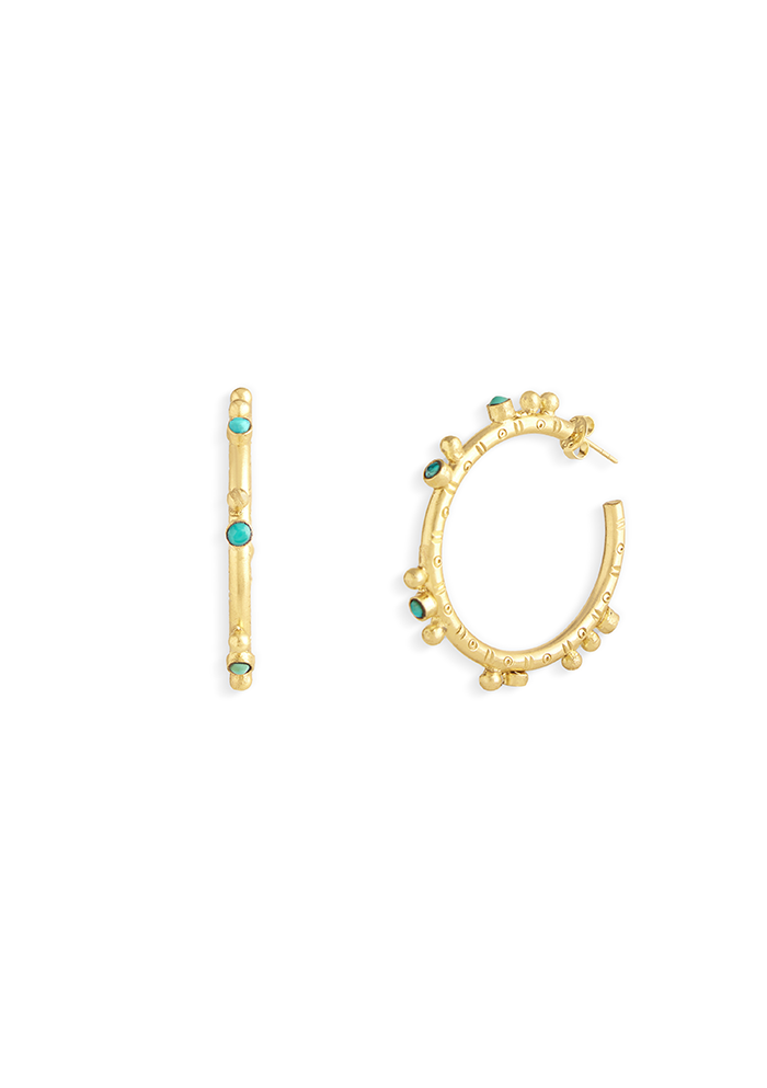 Turquoise Hoops  - Handmade In Nepal