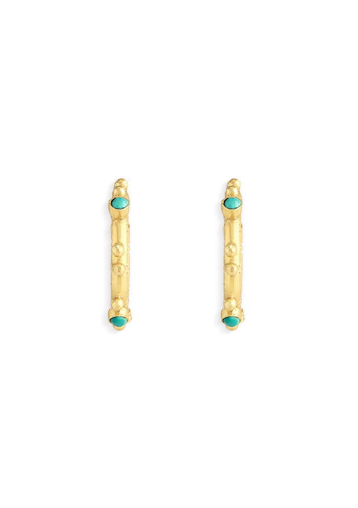 Turquoise Hoops  - Handmade In Nepal