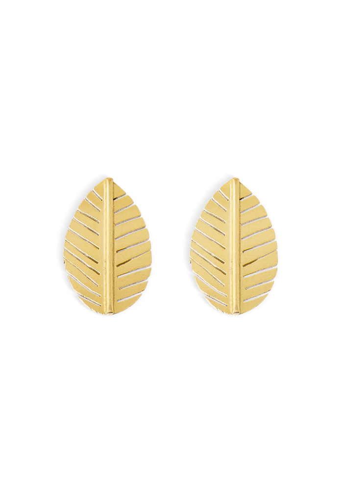 Gold-Plated Leaf Shaped Stud Earrings