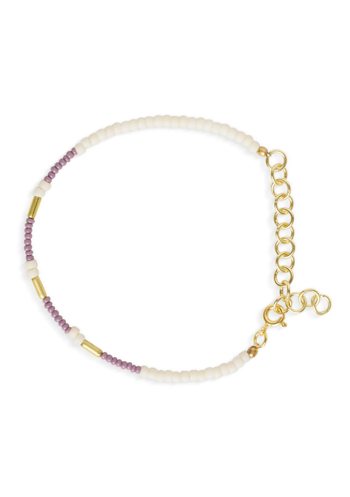 White And Purple Bead Bracelet