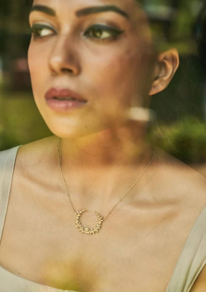 Floral Crescent Pendant