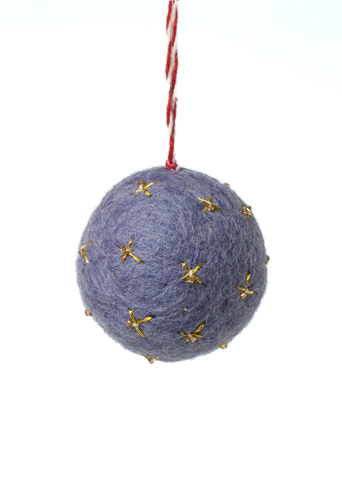 Purple & Gold Flake Felt Chirstmas Ornament